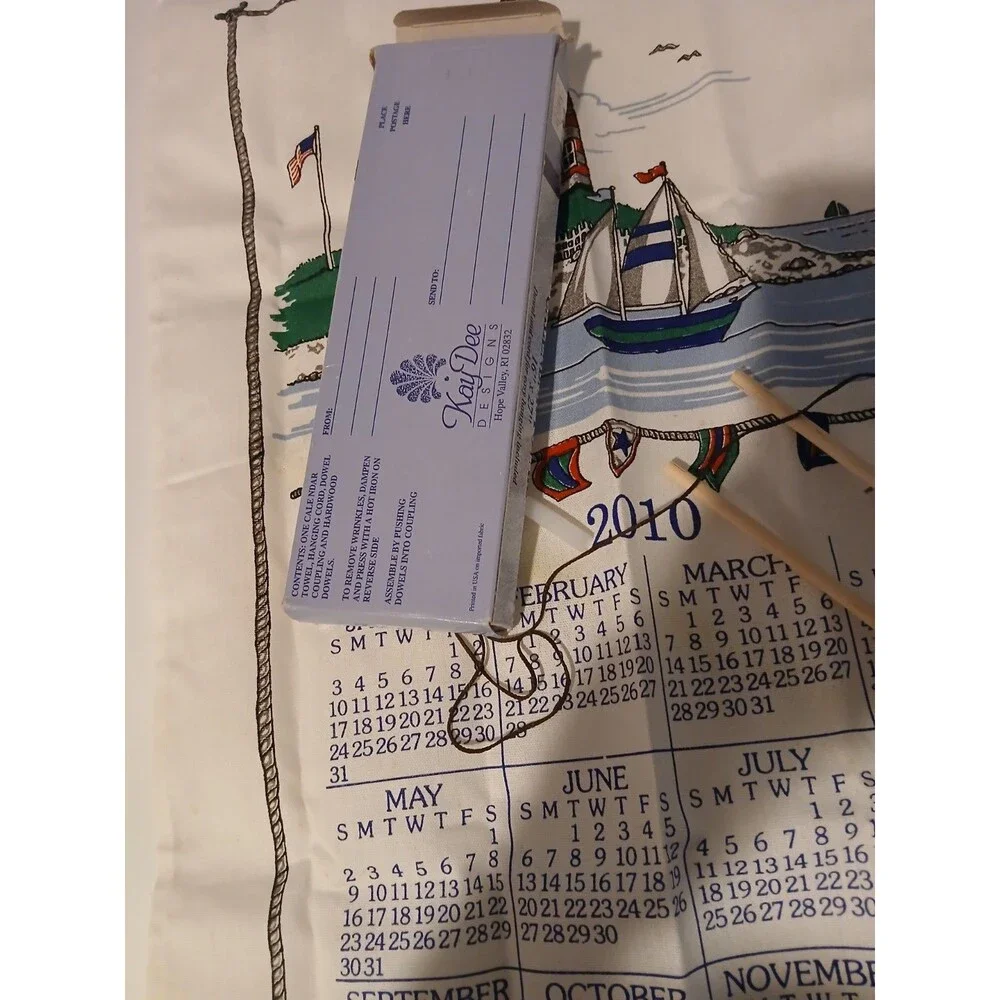 Kay Dee Designs   Sea  Lighthouse Sailboat  Linen Calendar Towel  W Box  2010